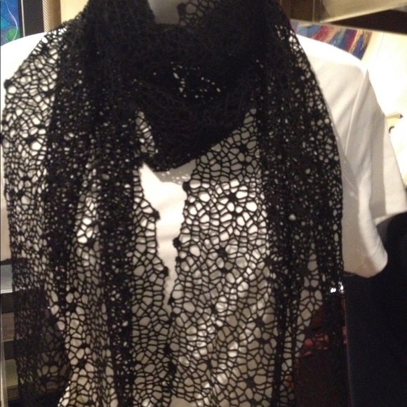 SJC 12” x 82” Handmade ‘Black Lace’ Scarf - Picture 4 of 5